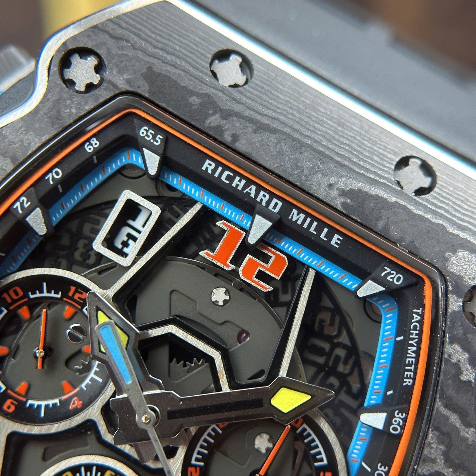 Richard Mille RM65-01 Carbon  Watch Black Rubber Strap 44,5×49,9mm