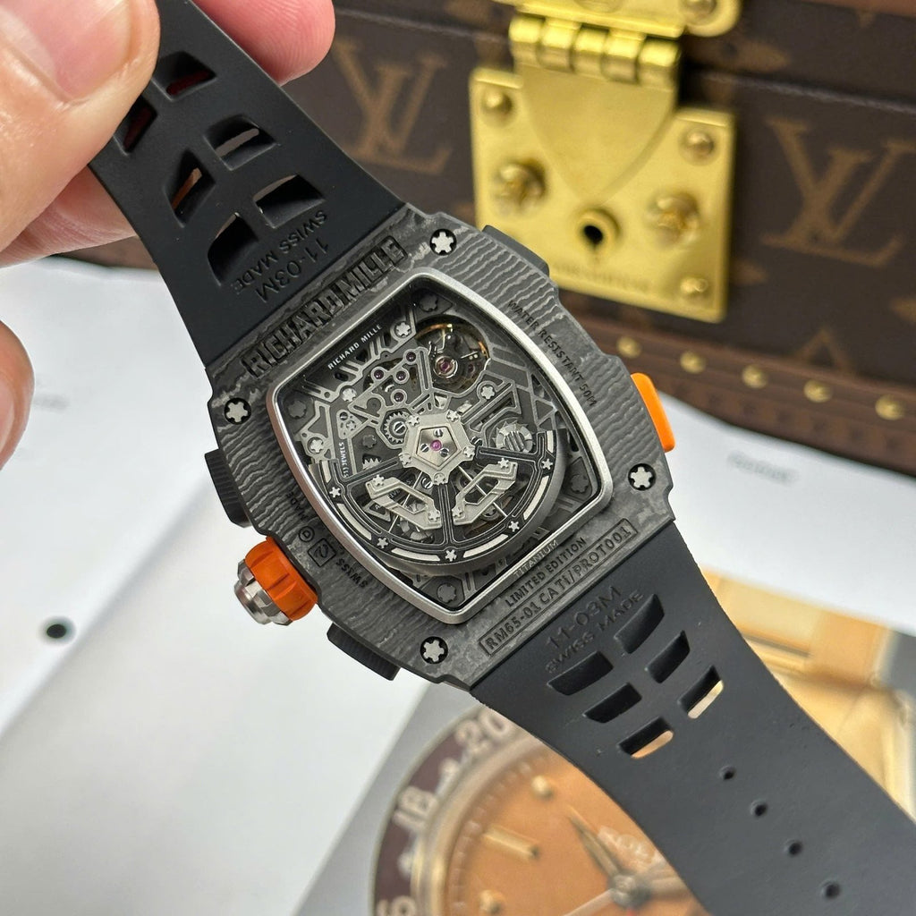 Richard Mille RM65-01 Carbon  Watch Black Rubber Strap 44,5×49,9mm
