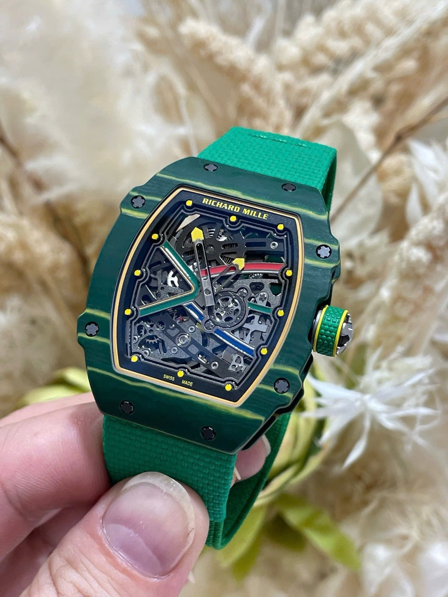 Richard Mille RM67-02 Case Green Carbon Super Light 37 Grams 38.7×47.52mm