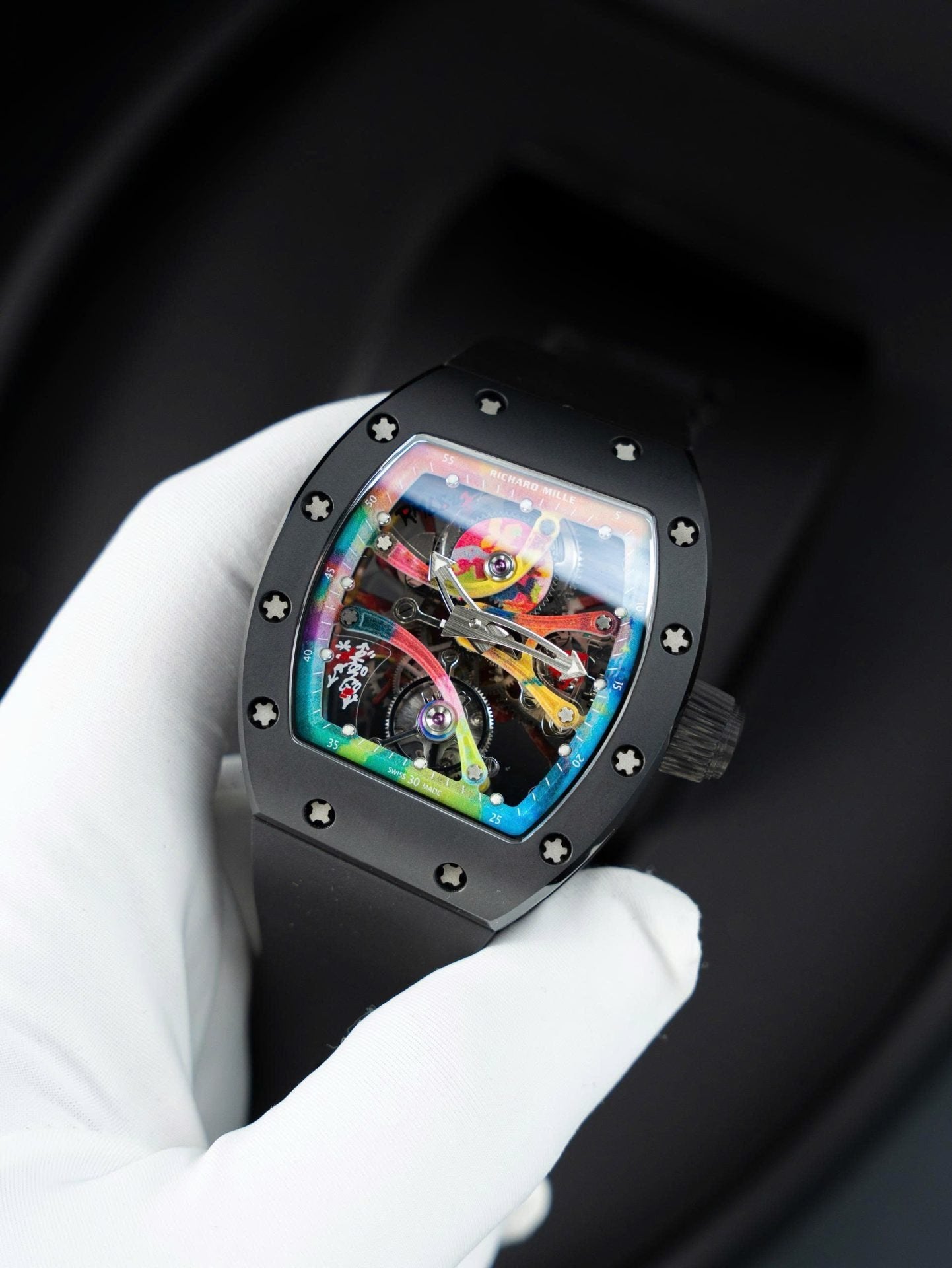 Richard Mille RM68-01 Cyril Kongo Watch Black Ceramic Rubber Strap 45mm