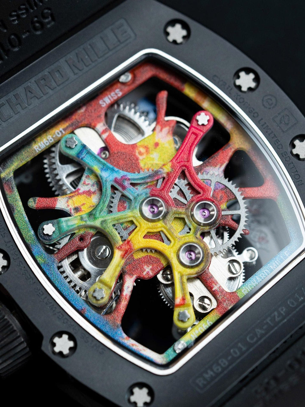 Richard Mille RM68-01 Cyril Kongo Watch Black Ceramic Rubber Strap 45mm