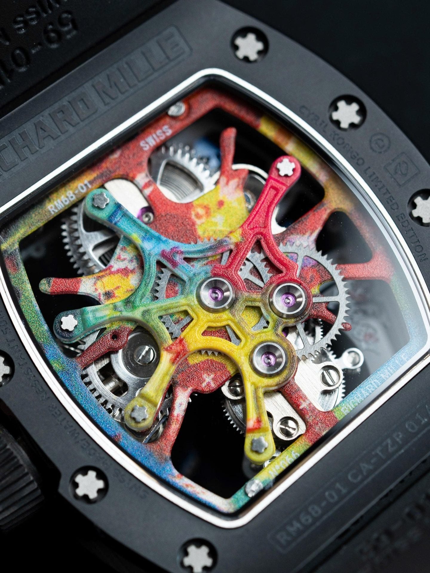 Richard Mille RM68-01 Cyril Kongo Watch Black Ceramic Rubber Strap 45mm