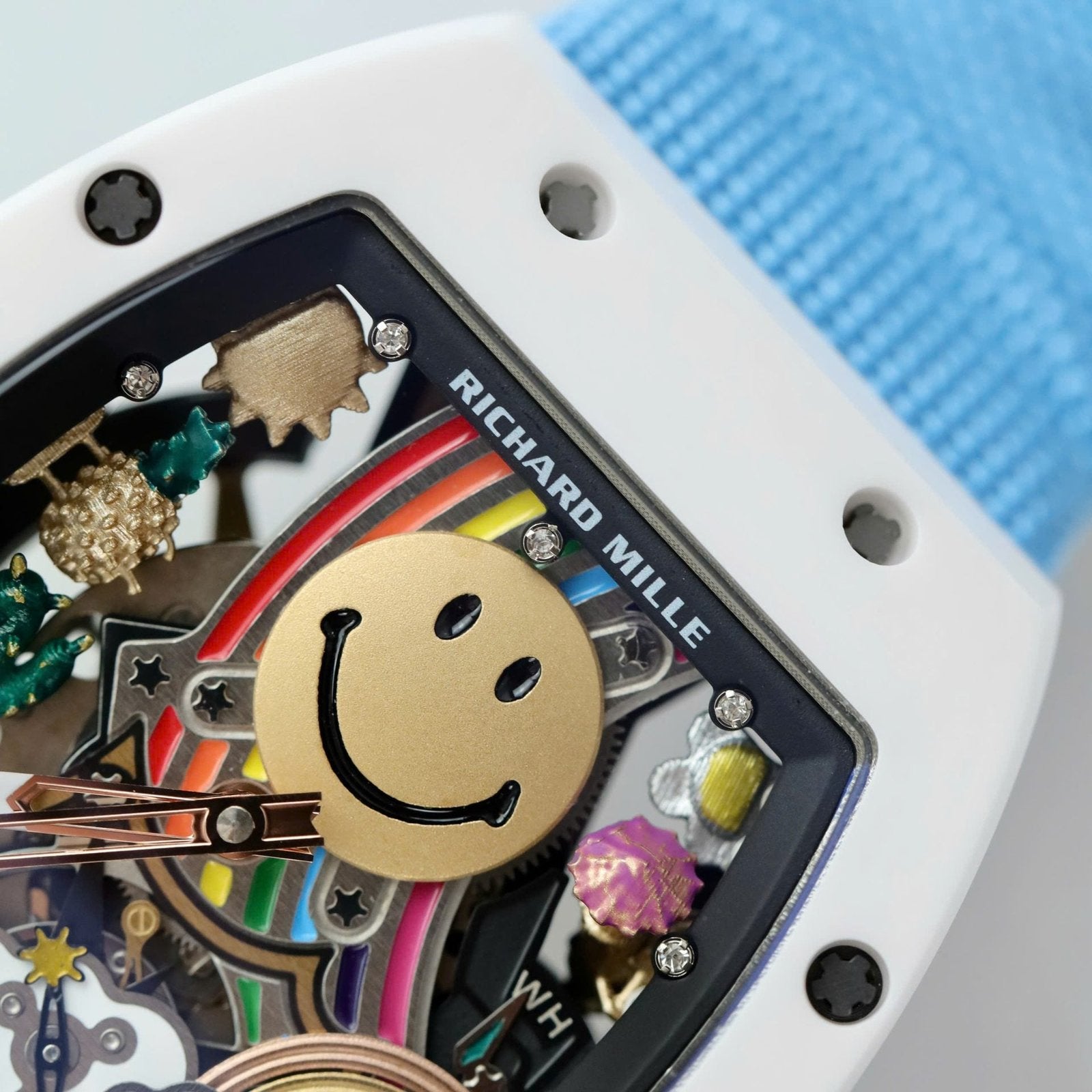 Richard Mille  Watch RM88 Smiley Fabic Nato Strap Blue 42mm