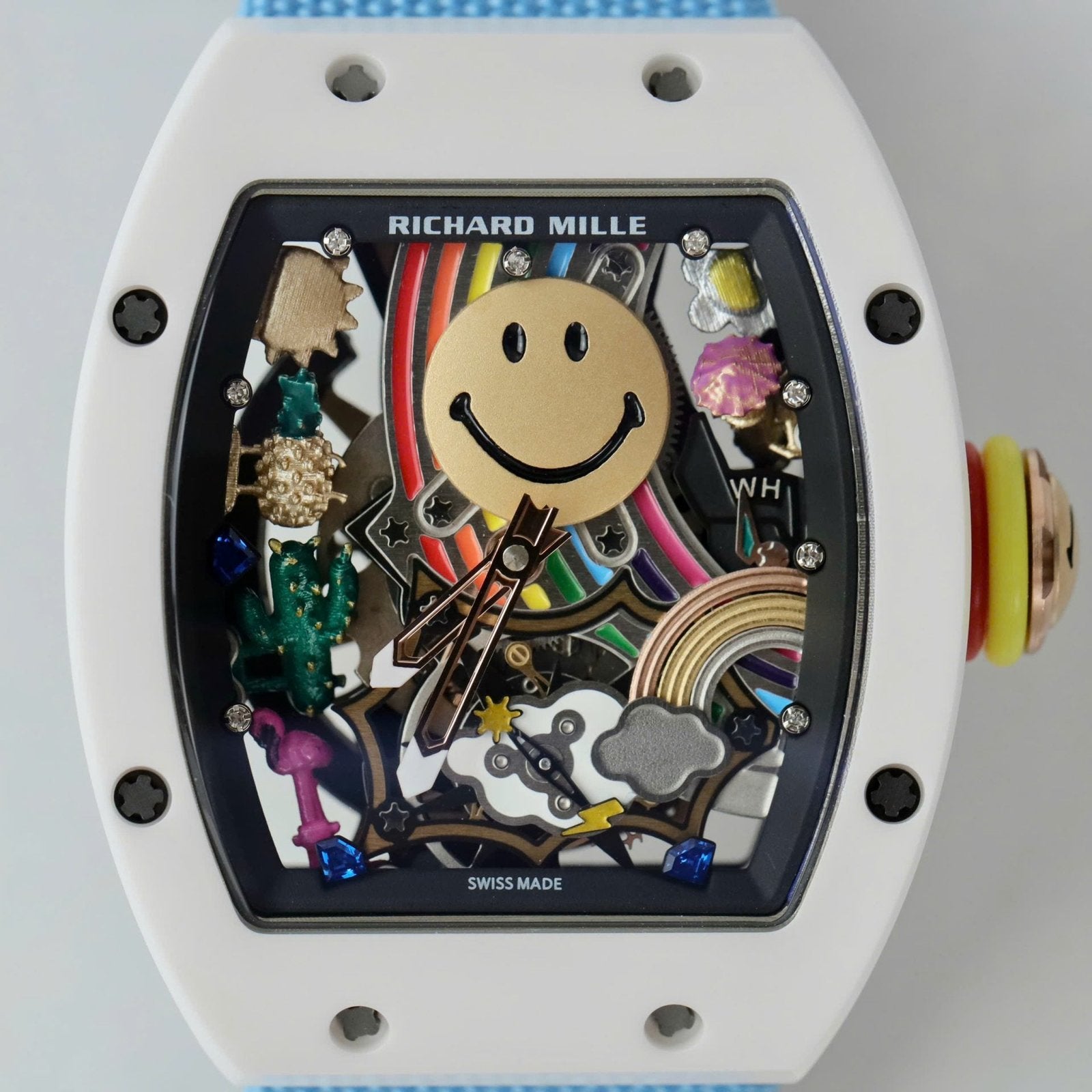 Richard Mille  Watch RM88 Smiley Fabic Nato Strap Blue 42mm