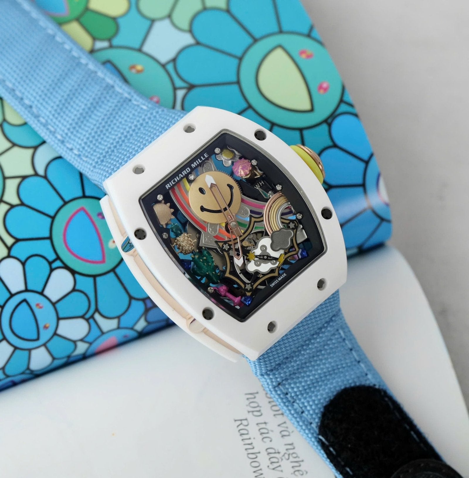 Richard Mille  Watch RM88 Smiley Fabic Nato Strap Blue 42mm