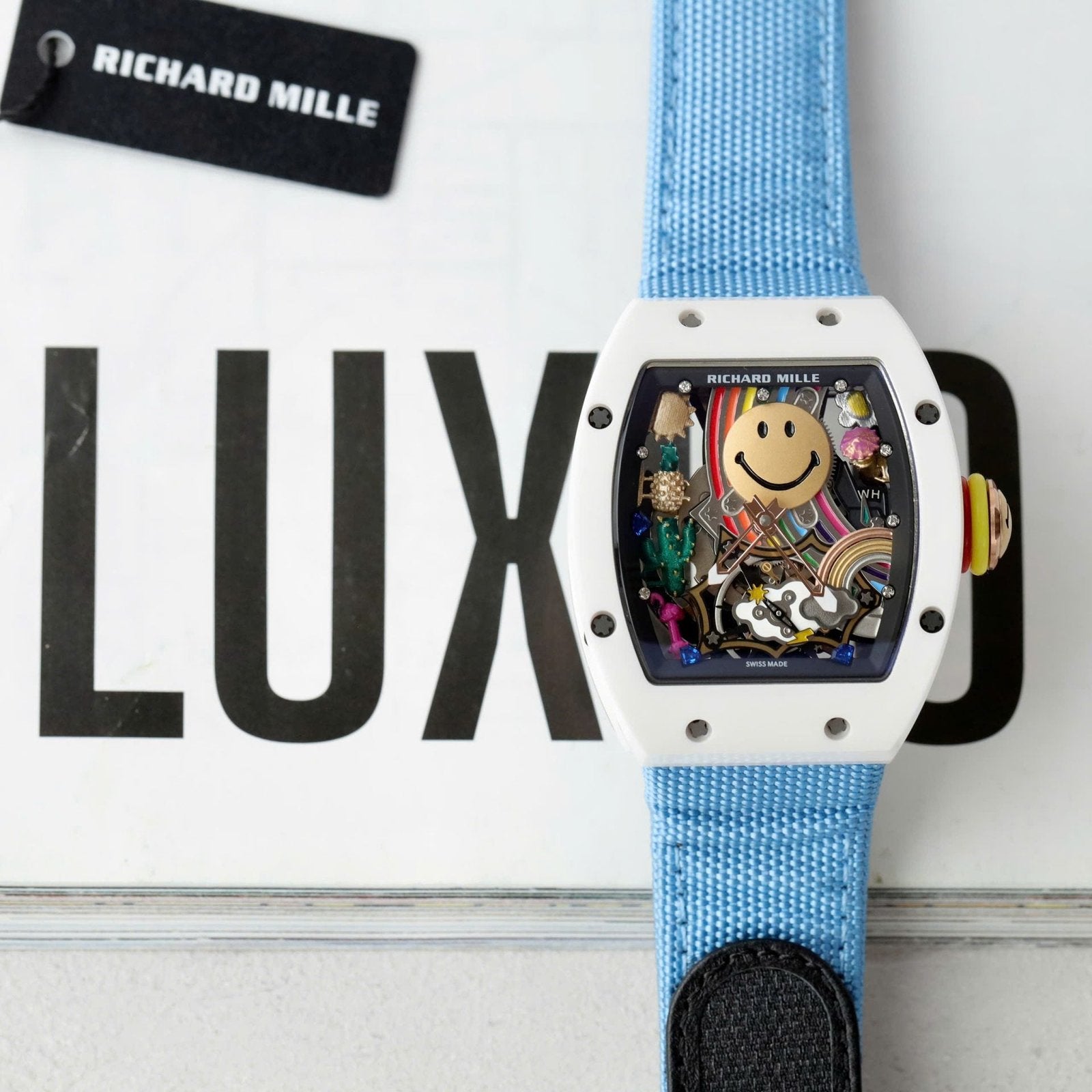 Richard Mille  Watch RM88 Smiley Fabic Nato Strap Blue 42mm