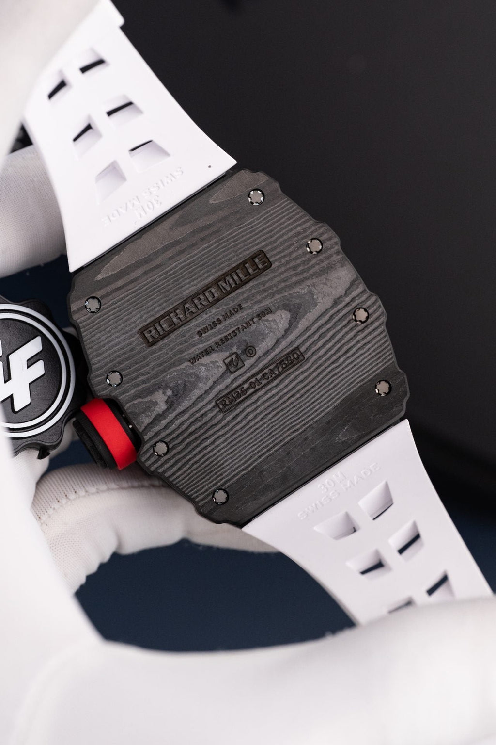 Richard Mille RM35-01 Rafael Nadal Carbon NTPT Watch White Rubber Strap 49,9x43mm
