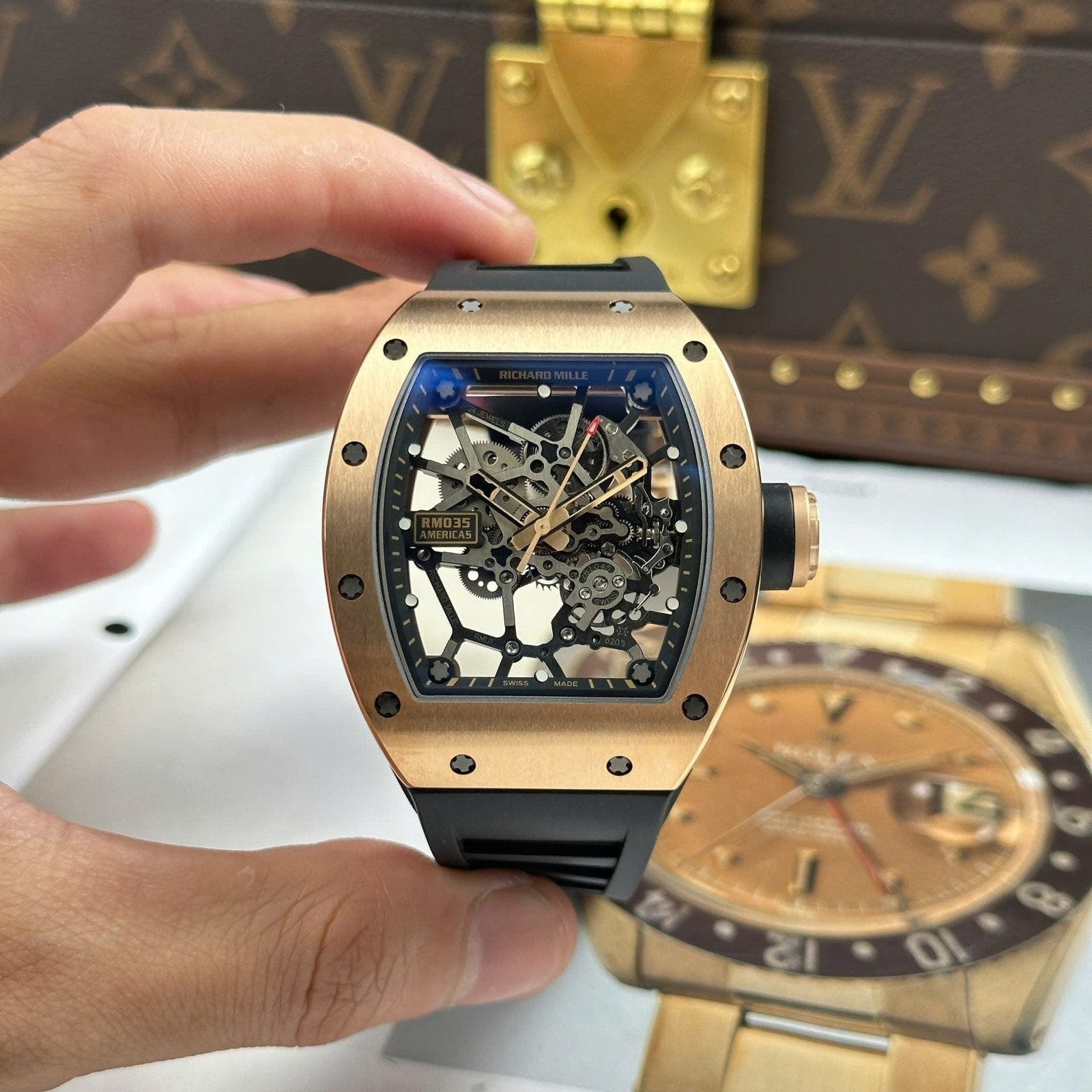 Richard Mille Watch RM035 Americas Toro Rose Gold 40x48mm