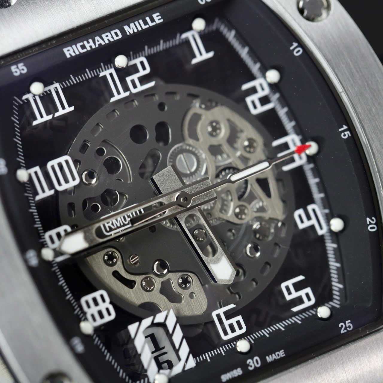 Richard Mille Watch RM010 Black Rubber Strap 40mm