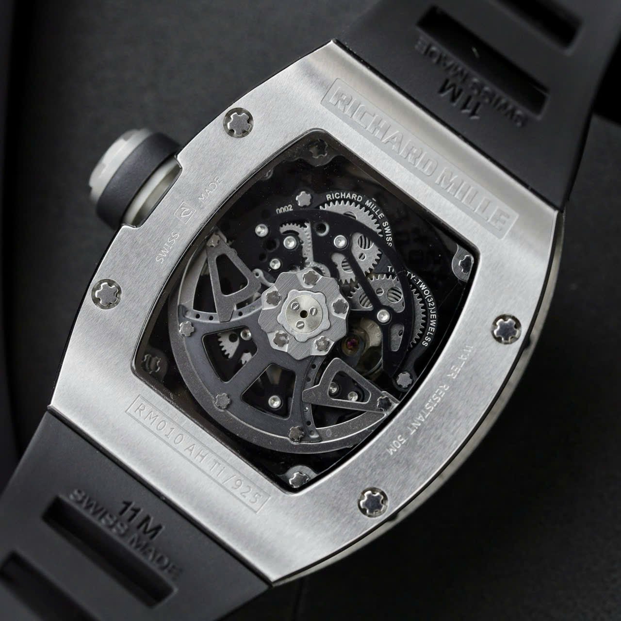 Richard Mille Watch RM010 Black Rubber Strap 40mm
