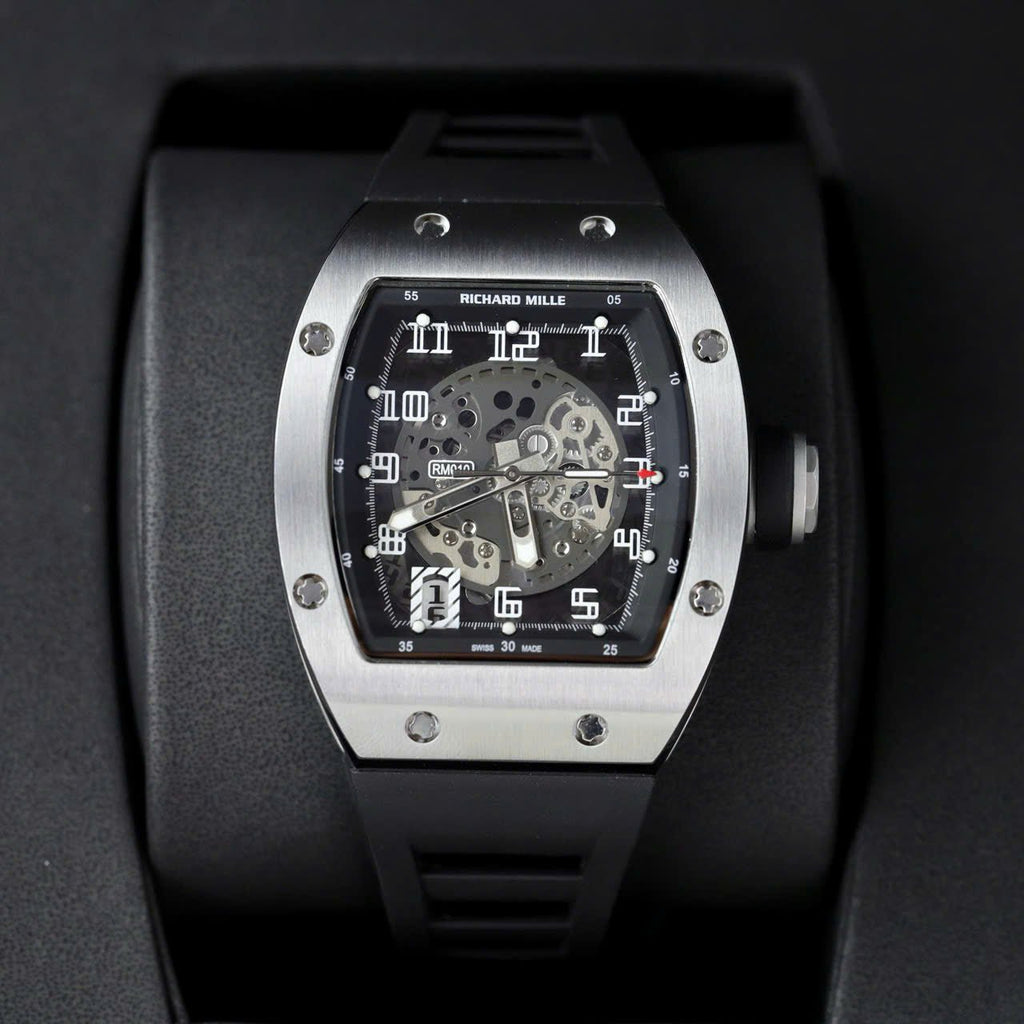 Richard Mille Watch RM010 Black Rubber Strap 40mm
