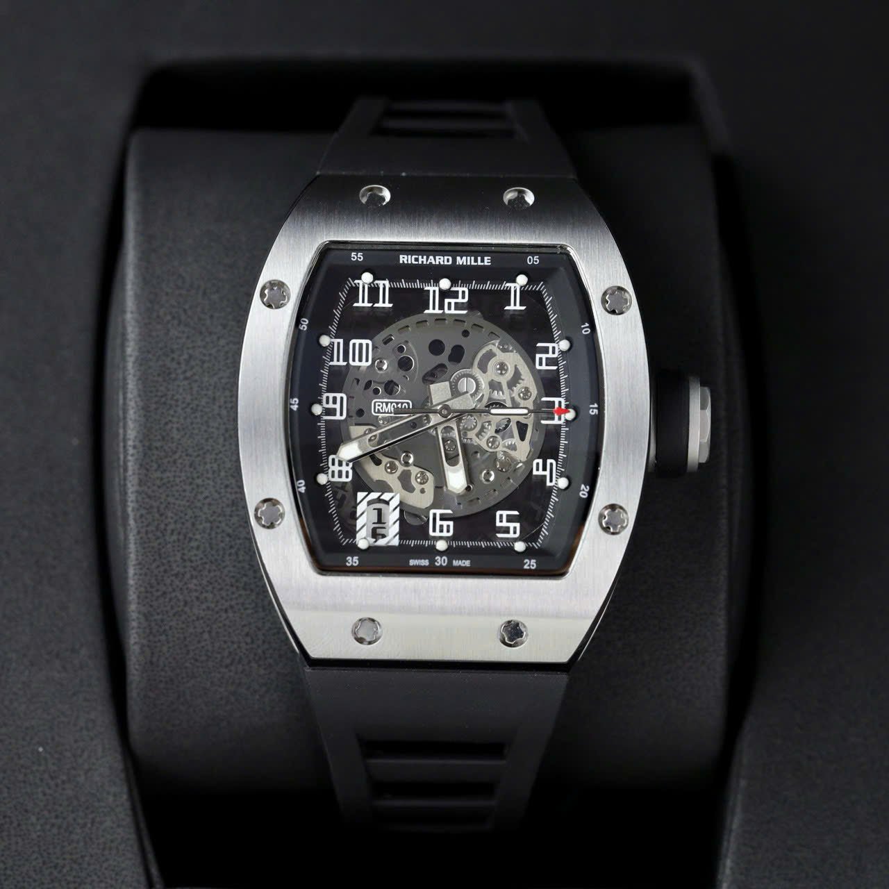 Richard Mille Watch RM010 Black Rubber Strap 40mm