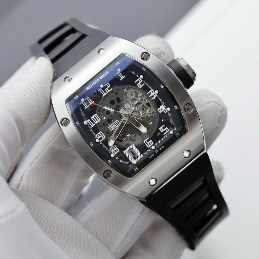 Richard Mille Watch RM010 Black Rubber Strap 40mm