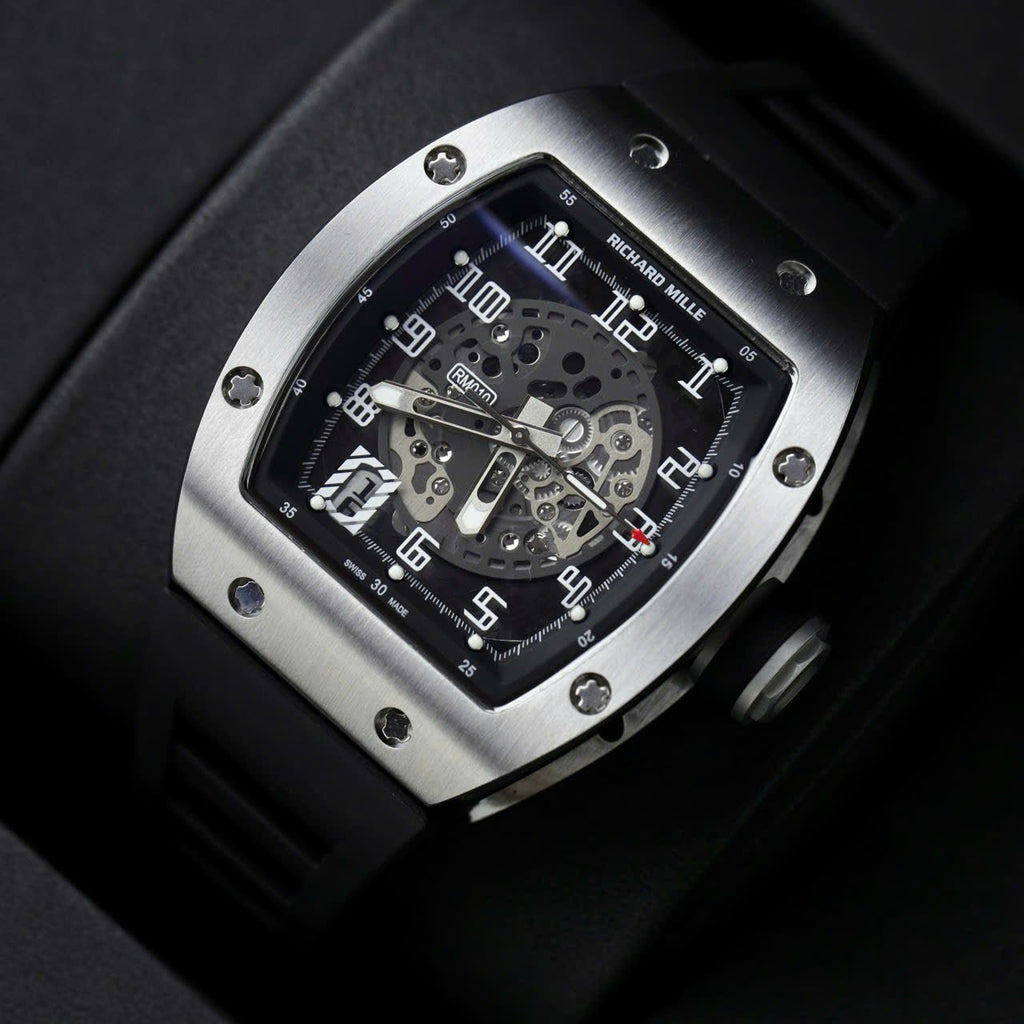 Richard Mille Watch RM010 Black Rubber Strap 40mm