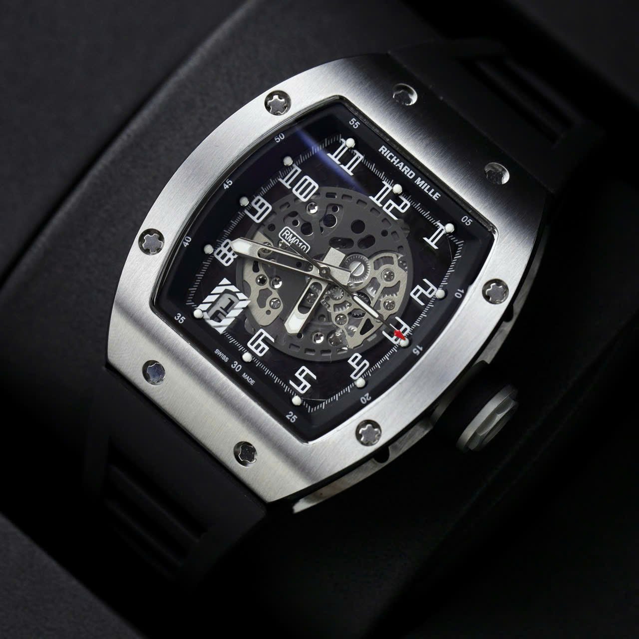Richard Mille Watch RM010 Black Rubber Strap 40mm