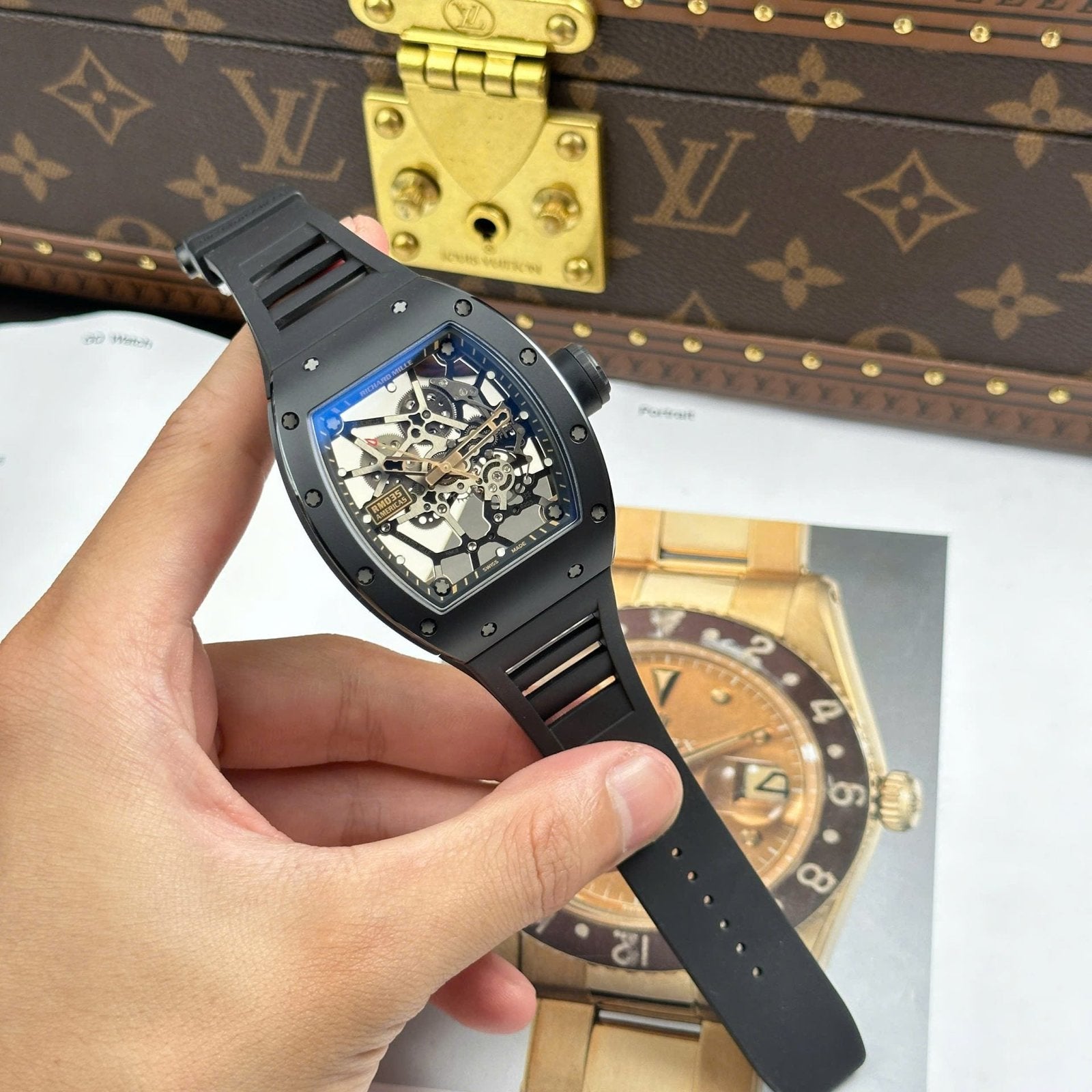 Richard Mille Watch RM035 Americas Toro Black Ceramic Rubber Strap 40x48mm