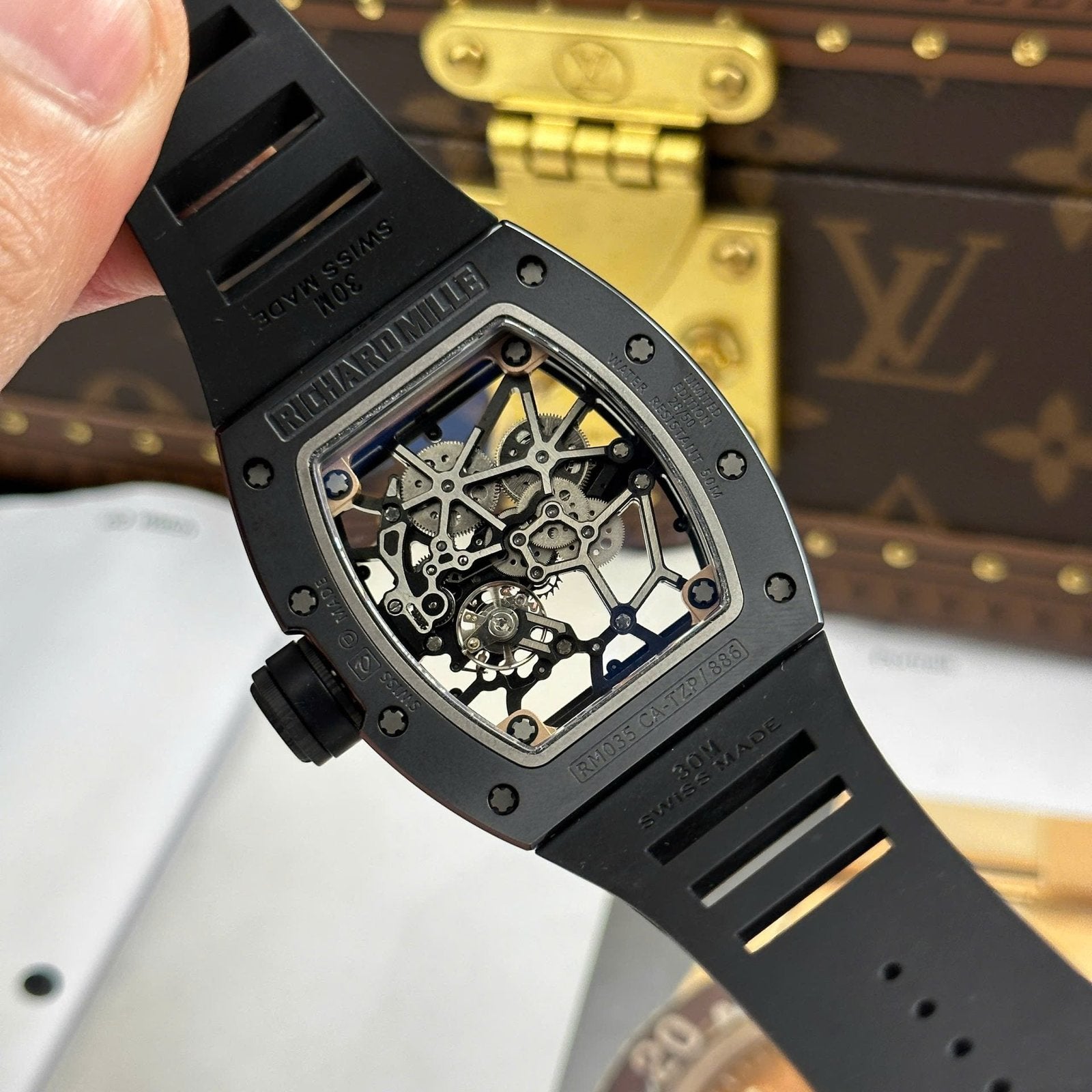 Richard Mille Watch RM035 Americas Toro Black Ceramic Rubber Strap 40x48mm
