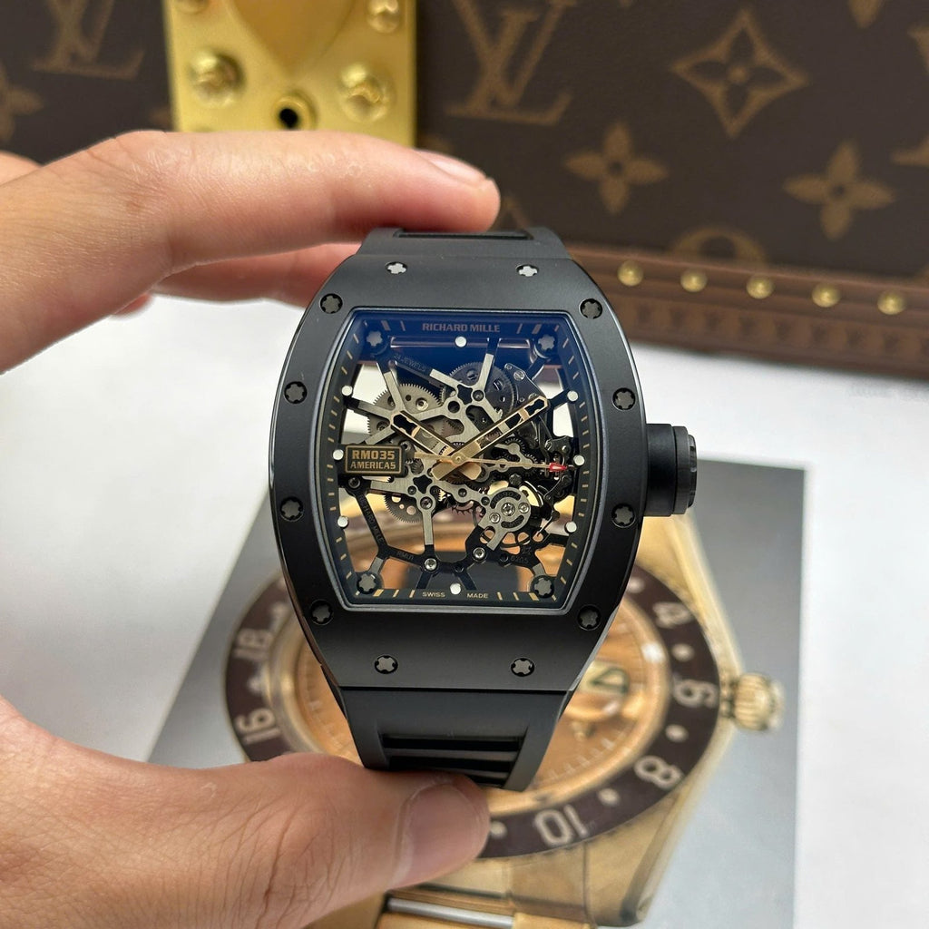 Richard Mille Watch RM035 Americas Toro Black Ceramic Rubber Strap 40x48mm