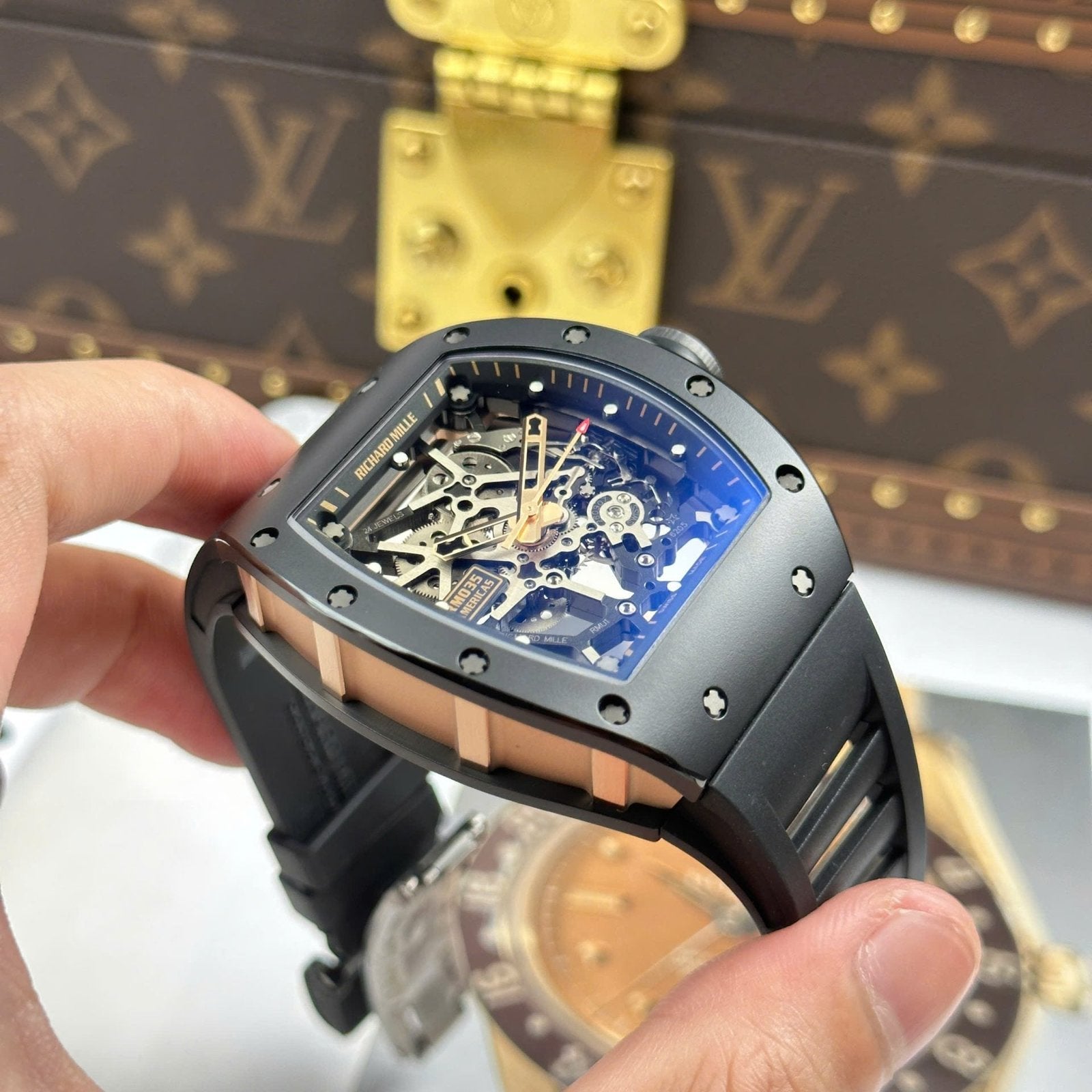 Richard Mille Watch RM035 Americas Toro Black Ceramic Rubber Strap 40x48mm