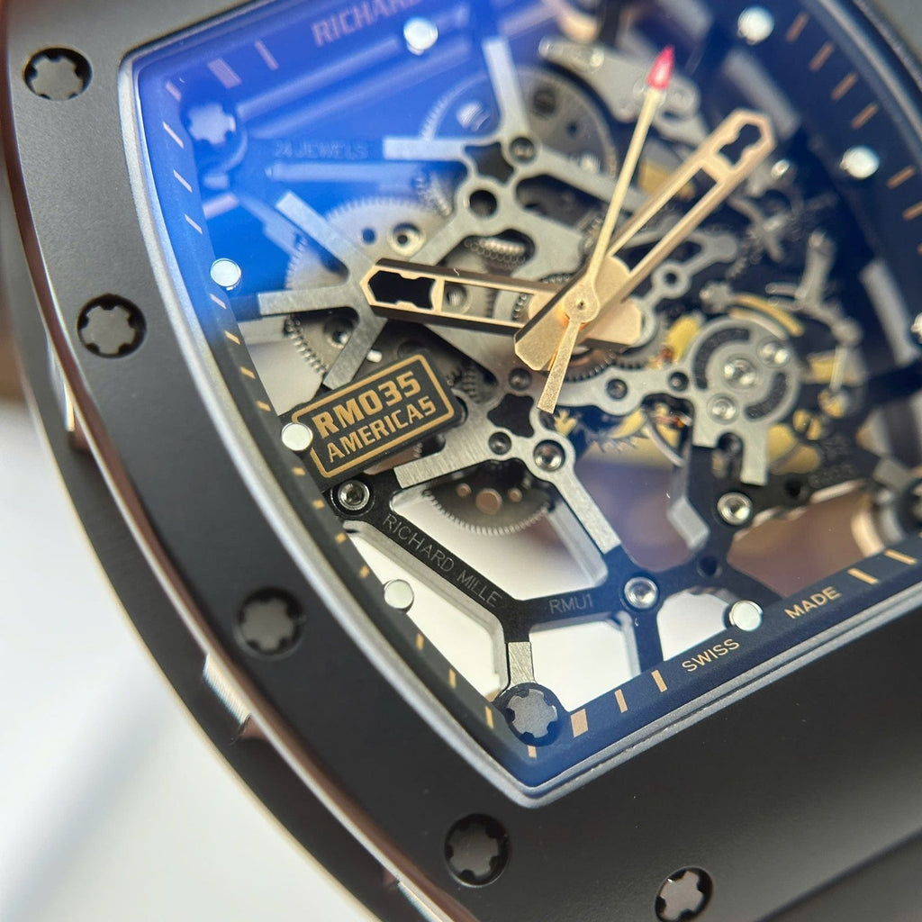 Richard Mille Watch RM035 Americas Toro Black Ceramic Rubber Strap 40x48mm
