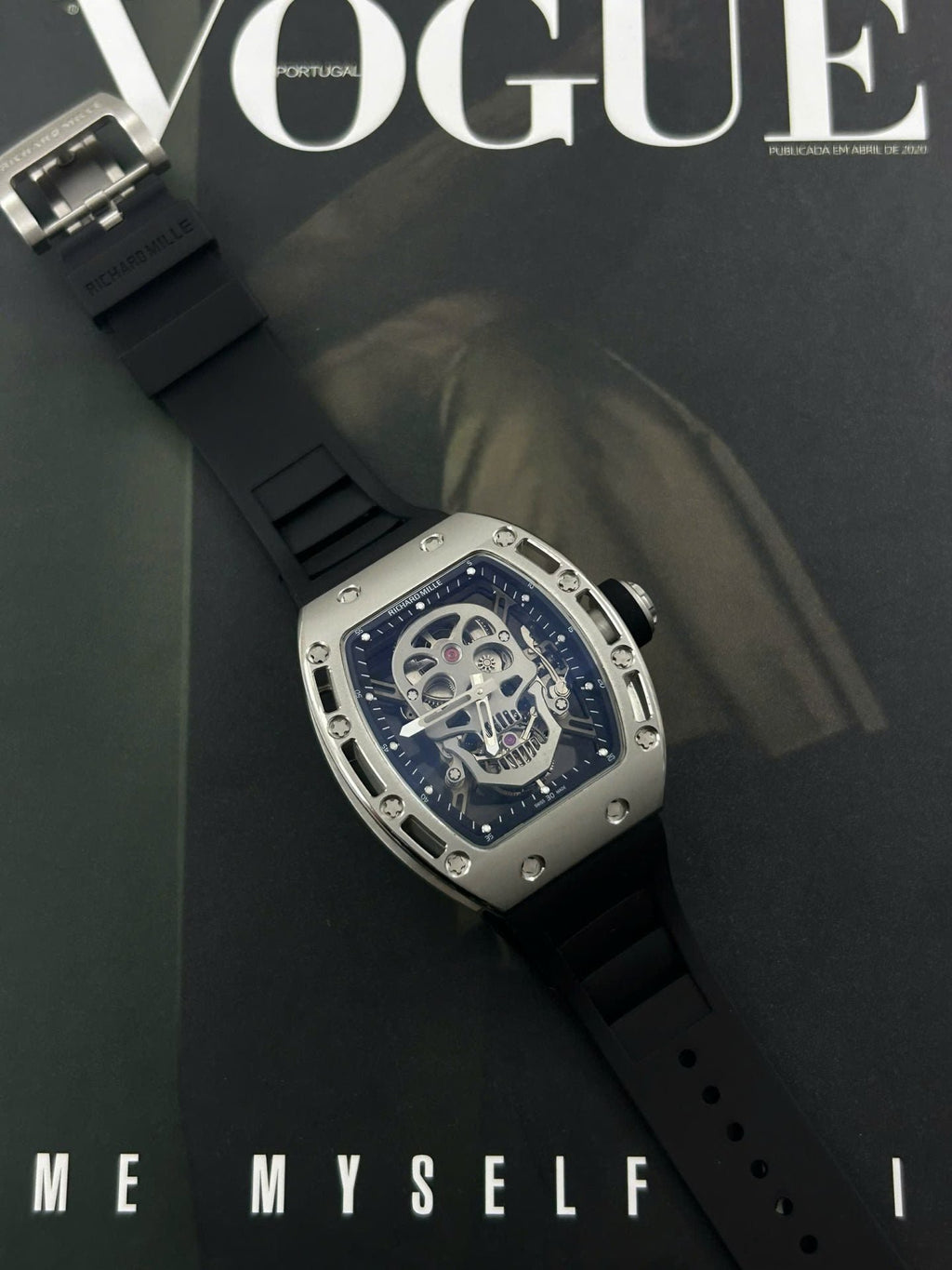 Richard Mille Watch RM052 Flyback Tourbillon Skull Rubber Strap 43mm