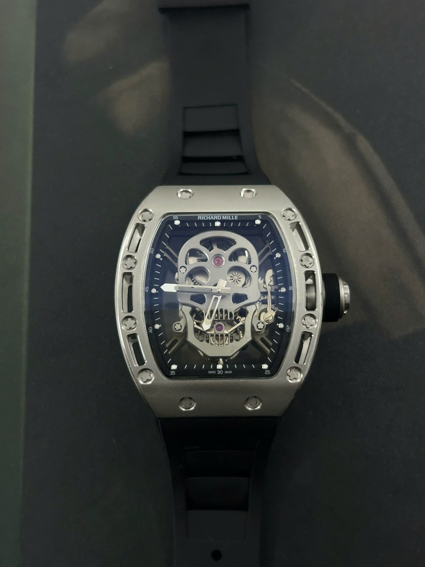 Richard Mille Watch RM052 Flyback Tourbillon Skull Rubber Strap 43mm