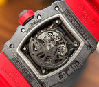 Richard Mille RM35-02 Watch Skeleton Red Rubber Strap 44mm