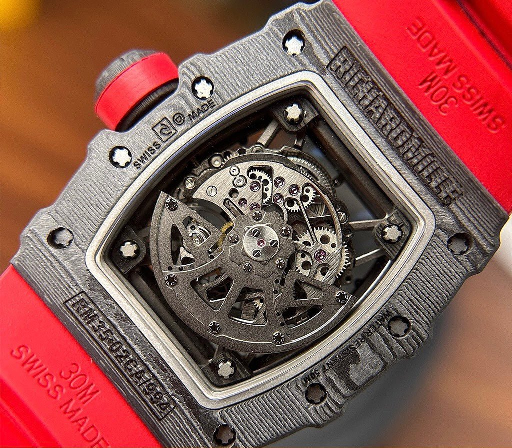 Richard Mille RM35-02 Watch Skeleton Red Rubber Strap 44mm