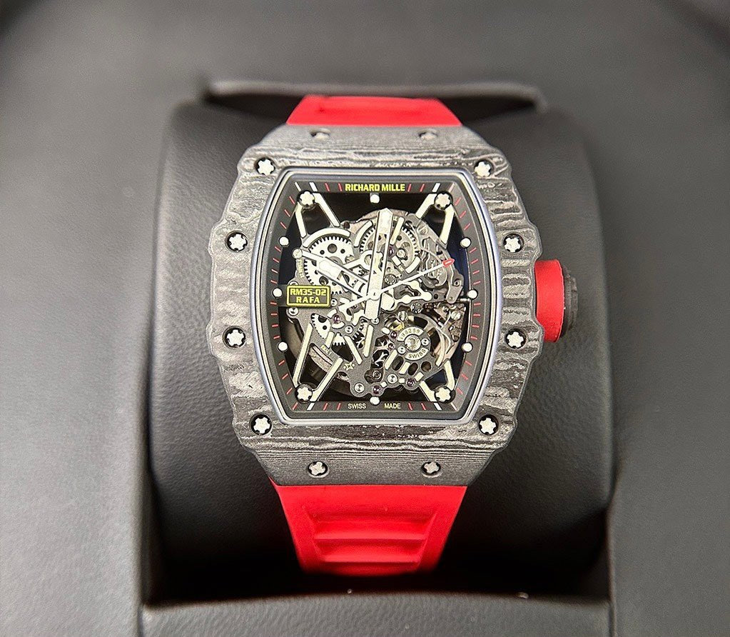 Richard Mille RM35-02 Watch Skeleton Red Rubber Strap 44mm