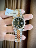 Rolex Watch DateJust Black Dial Gold Wrapped 36mm