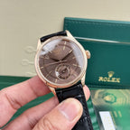 Rolex Watch Cellini 50525 Chocolate Dial Leather Strap 39mm
