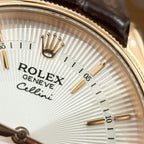 Rolex Cellini 50525 Watch Rose Gold Brown Strap 39mm