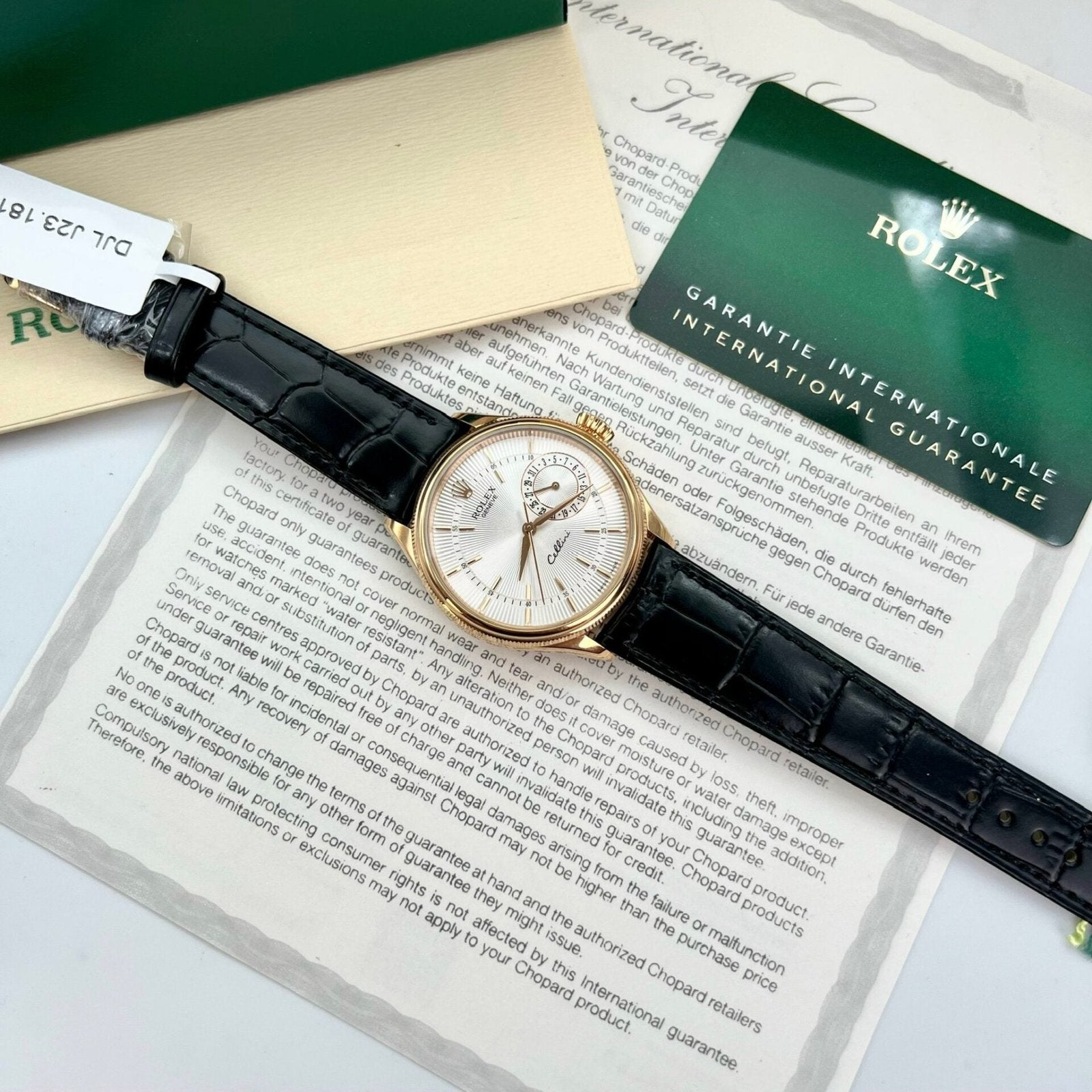Rolex Cellini Date 50515 Gold Wrapped Watch Leather Strap 39mm