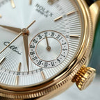 Rolex Cellini Date 50515 Gold Wrapped Watch Leather Strap 39mm
