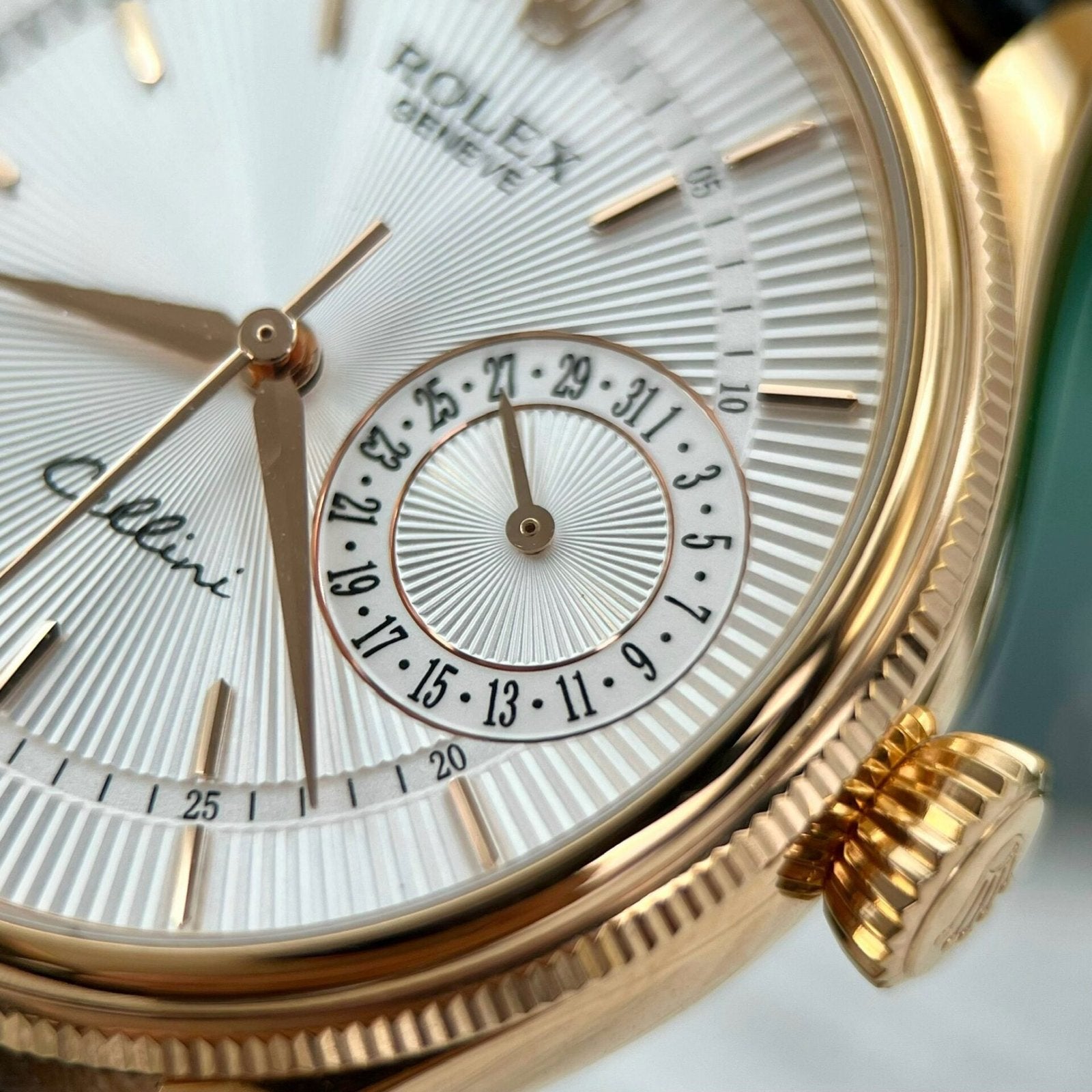 Rolex Cellini Date 50515 Gold Wrapped Watch Leather Strap 39mm