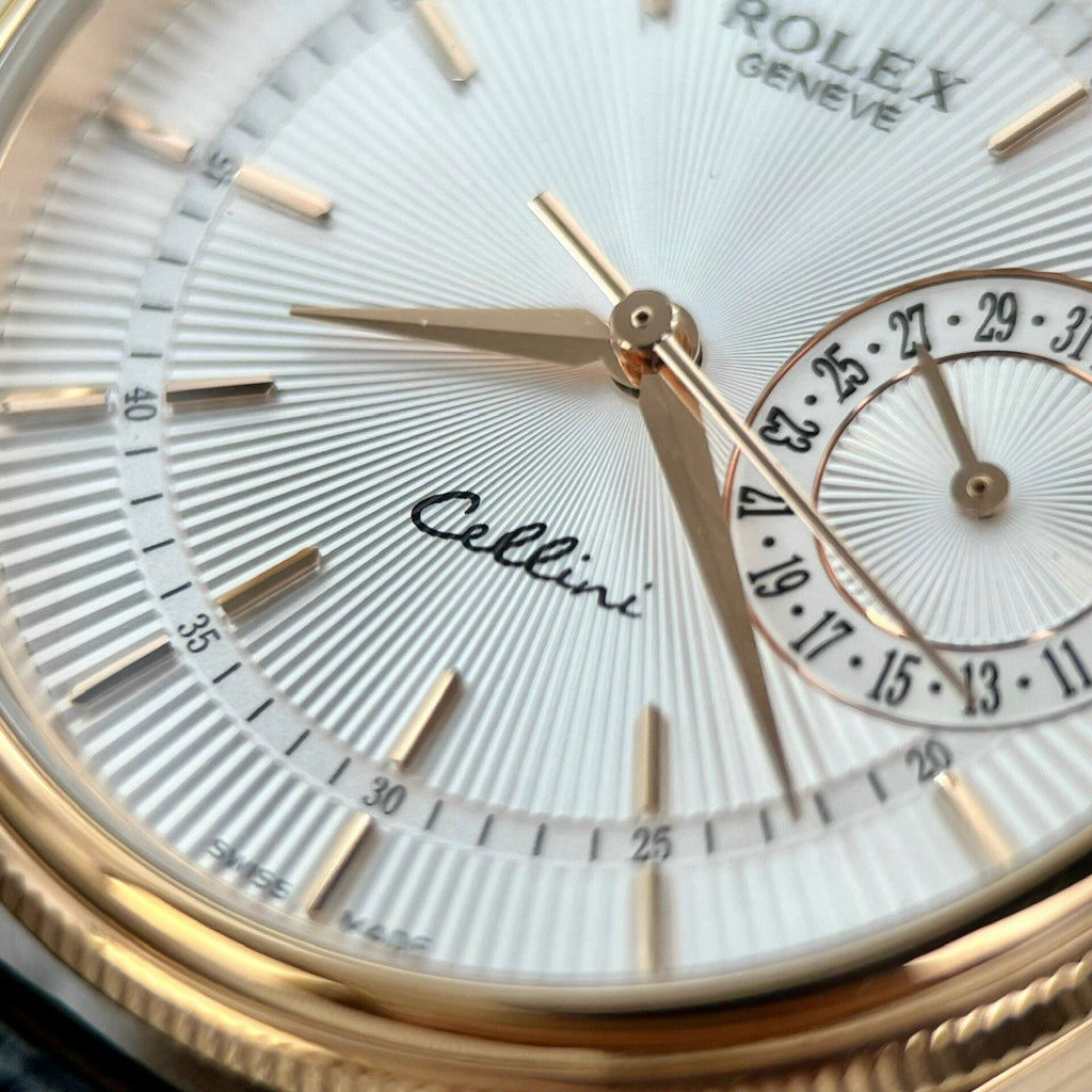 Rolex Cellini Date 50515 Gold Wrapped Watch Leather Strap 39mm