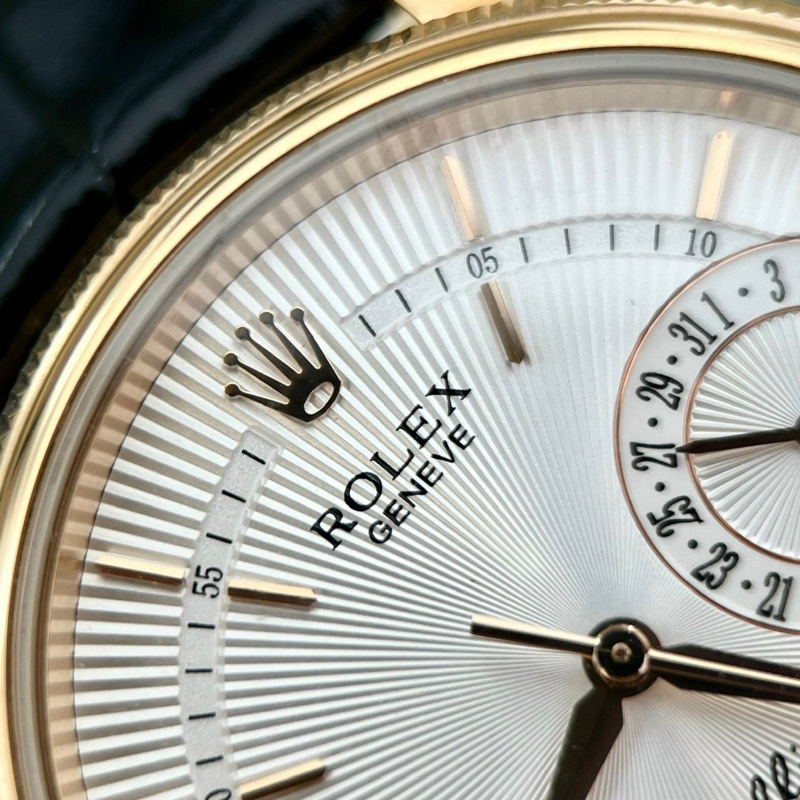 Rolex Cellini Date 50515 Gold Wrapped Watch Leather Strap 39mm