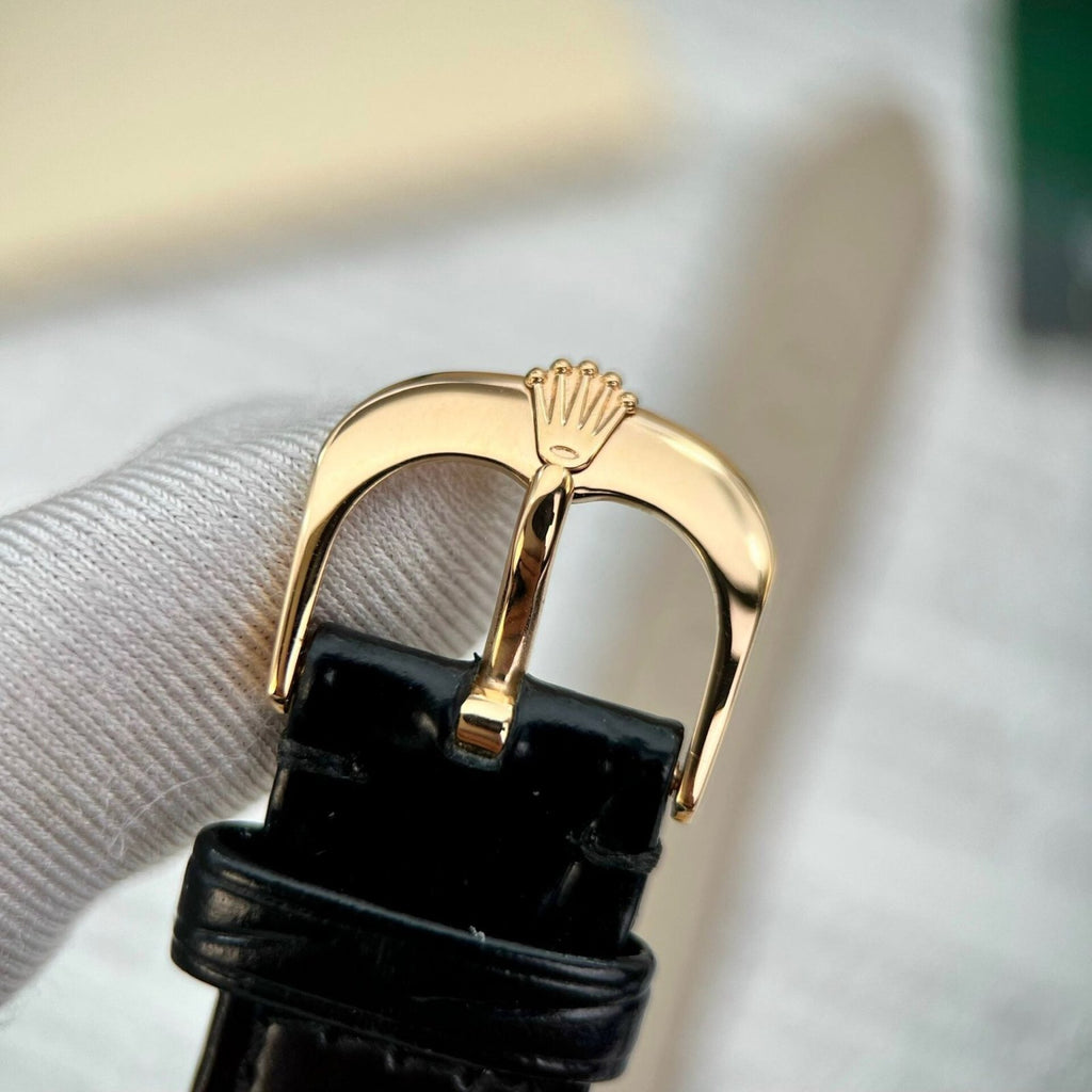 Rolex Cellini Date 50515 Gold Wrapped Watch Leather Strap 39mm