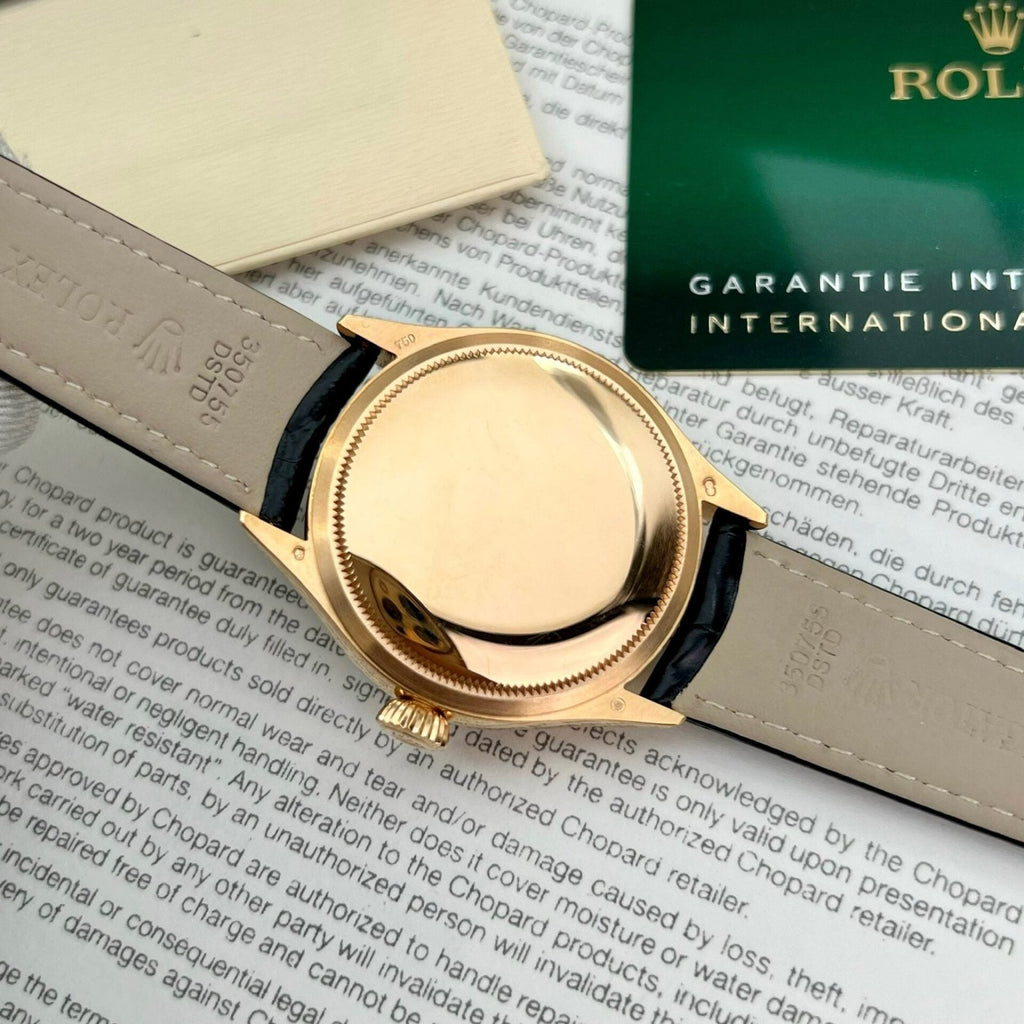 Rolex Cellini Date 50515 Gold Wrapped Watch Leather Strap 39mm