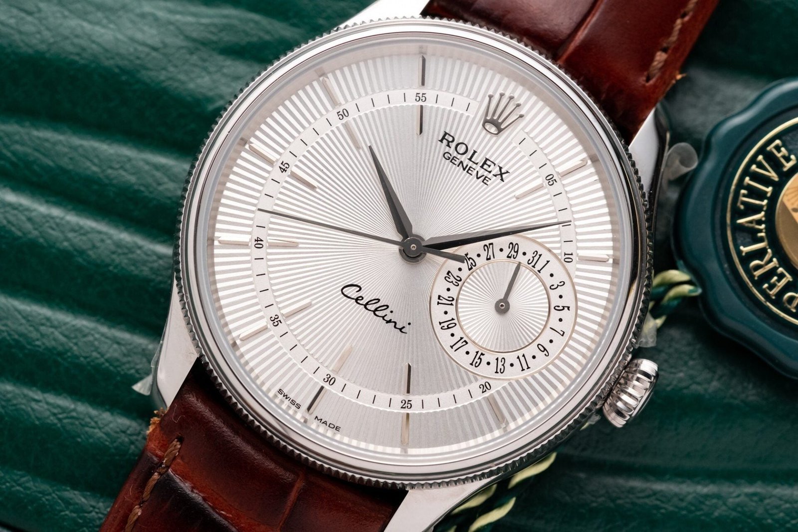 Rolex Watch Cellini Date 50519 Brown Leather Strap 39mm