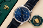 Rolex Watch Cellini Date 50519 Blue Dial Leather Strap 39mm