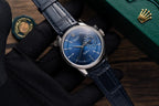 Rolex Watch Cellini Date 50519 Blue Dial Leather Strap 39mm