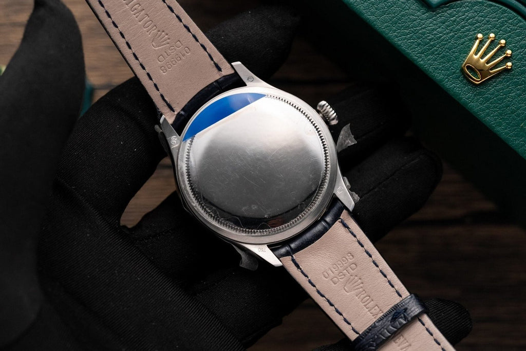 Rolex Watch Cellini Date 50519 Blue Dial Leather Strap 39mm