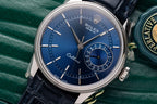 Rolex Watch Cellini Date 50519 Blue Dial Leather Strap 39mm