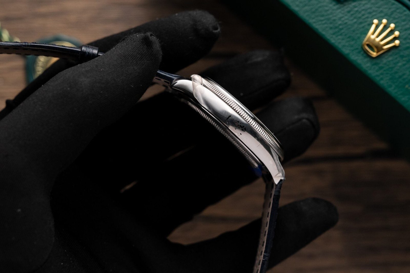 Rolex Watch Cellini Date 50519 Blue Dial Leather Strap 39mm