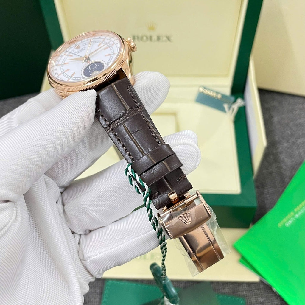 Rolex Cellini Moonphase 50535 Watch Leather Strap 39mm