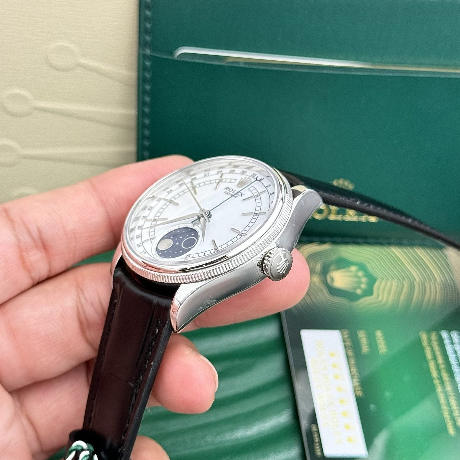 Rolex Watch Cellini Moonphase Dial White 39mm