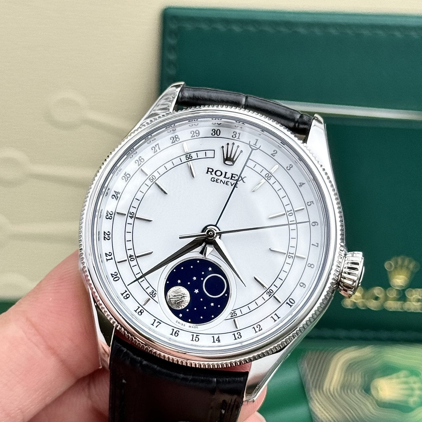 Rolex Watch Cellini Moonphase Dial White 39mm