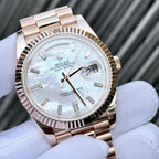 Rolex Watch Day-Date Mother Of Pearl Dial Moissanite Gold Wrapped 40mm