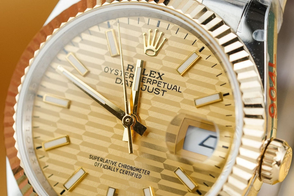 Rolex Watch Date Just 126233 Yellow Champagne Fluted Dial Gold Wrapped 36mm